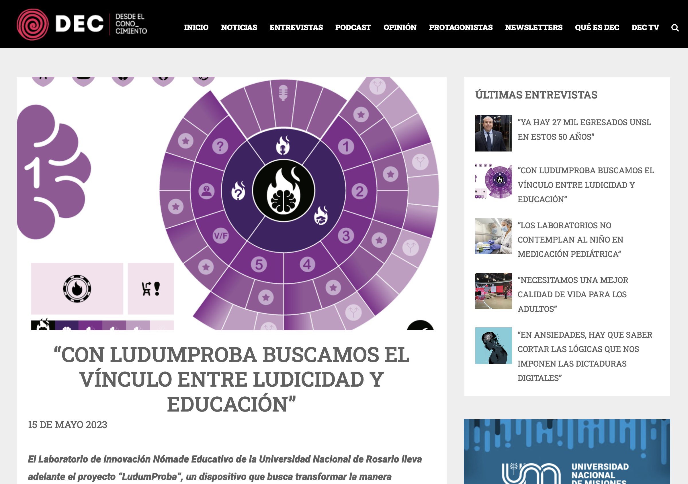 Entrevista en Desde el Conocimiento – Radio 10