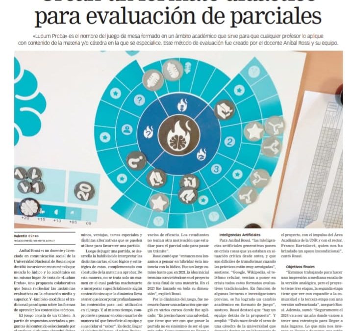 Nota en el diario “El Norte” de San Nicolás: Crean un formato didáctico para evaluación de parciales